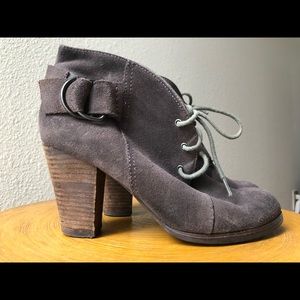 Suede lace-up heeled booties